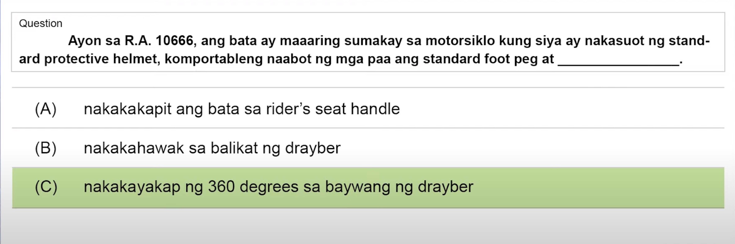 LTO Tagalog non pro exam reviewer motorcycle (54)