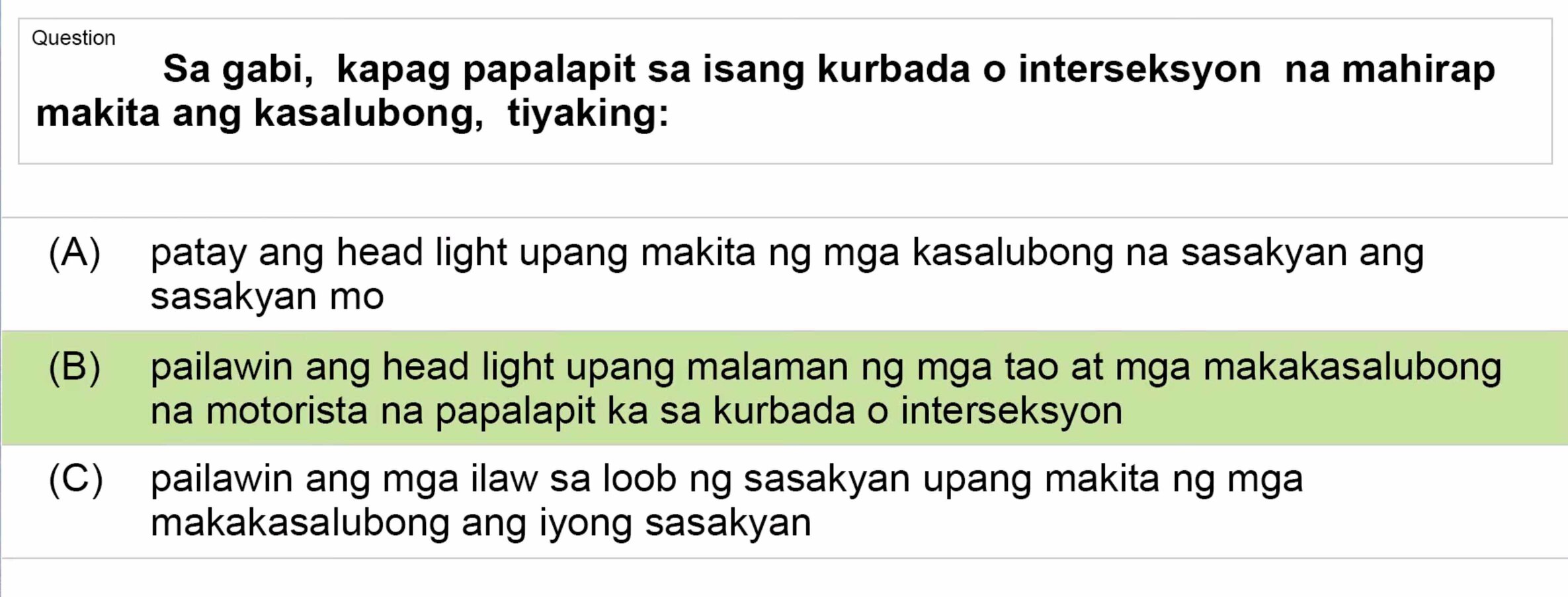 LTO Tagalog non professional exam reviewer light vehicle 3 (53)