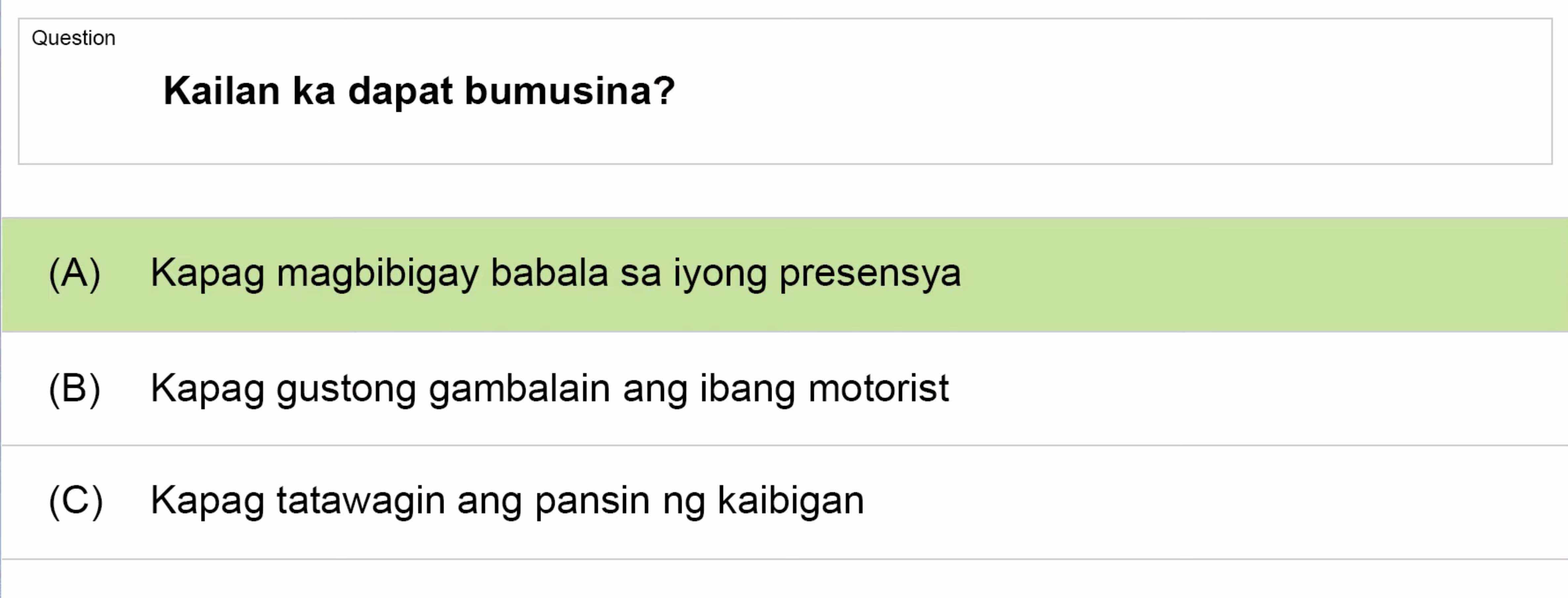 LTO Tagalog non professional exam reviewer light vehicle 2 (50)