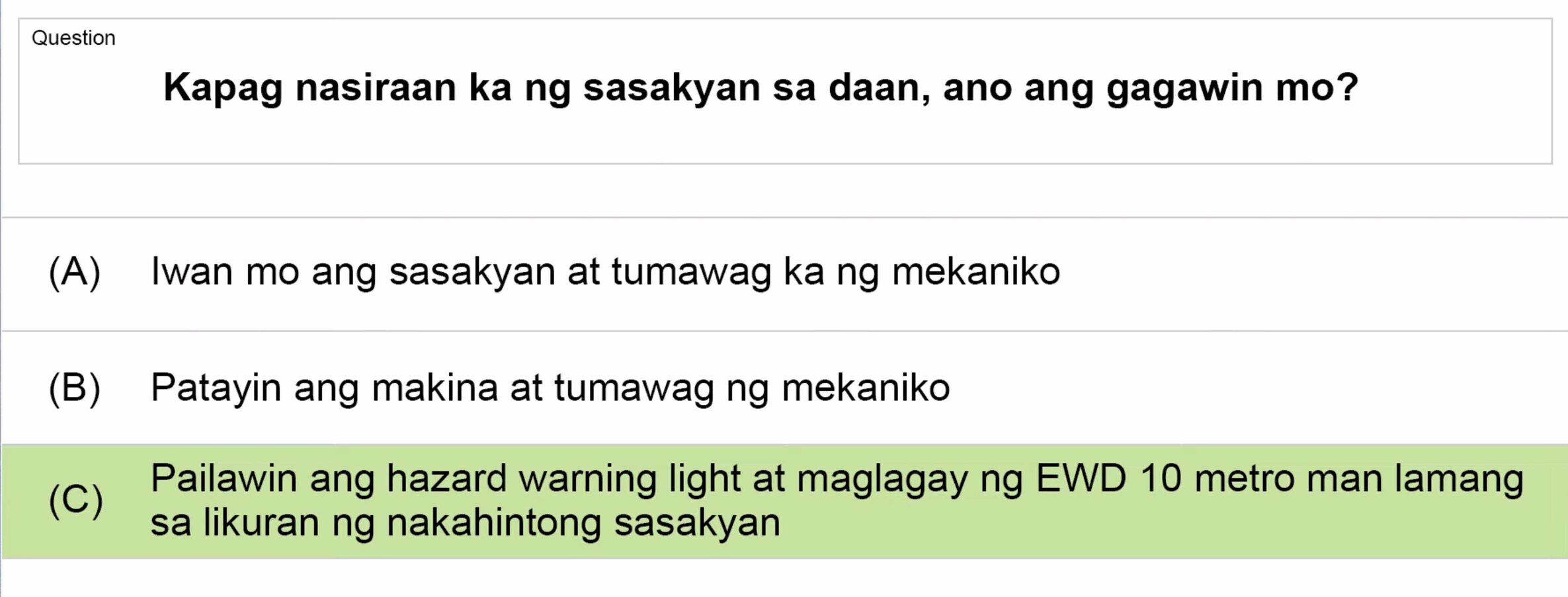 LTO Tagalog non professional exam reviewer light vehicle 2 (58)