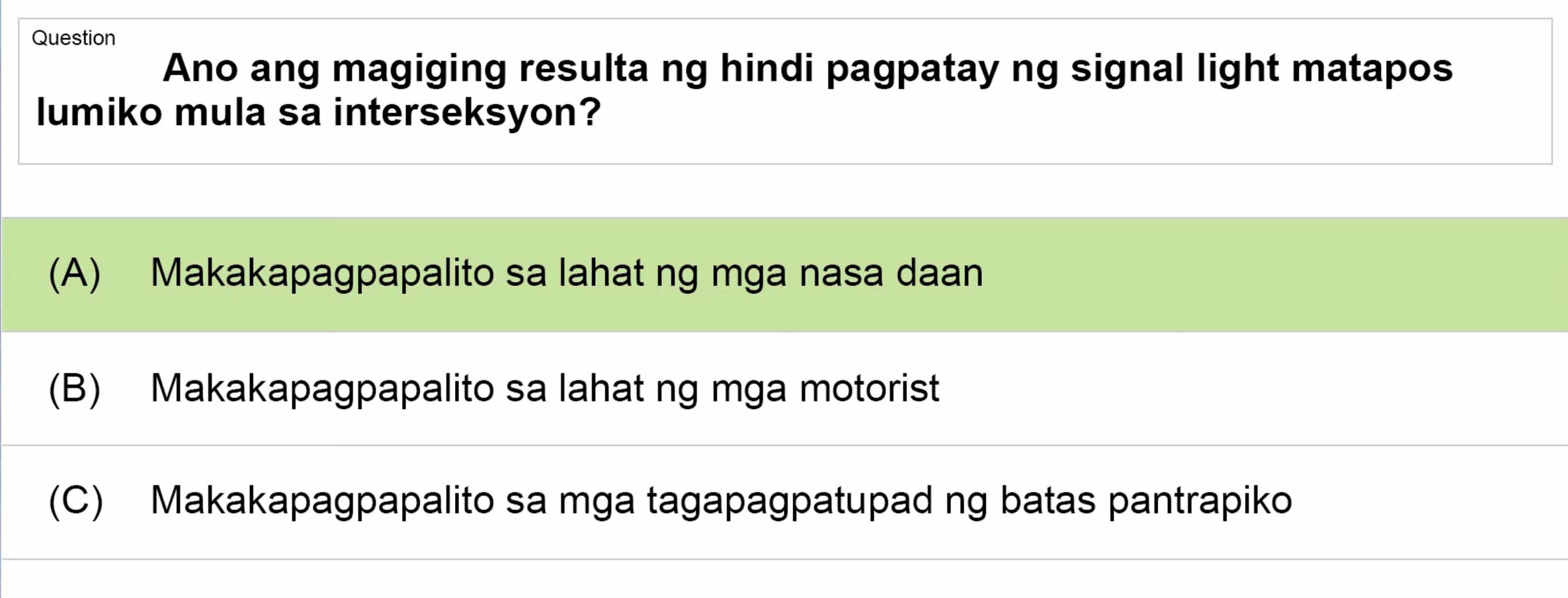 LTO Tagalog non professional exam reviewer motorcycle 1 (38)