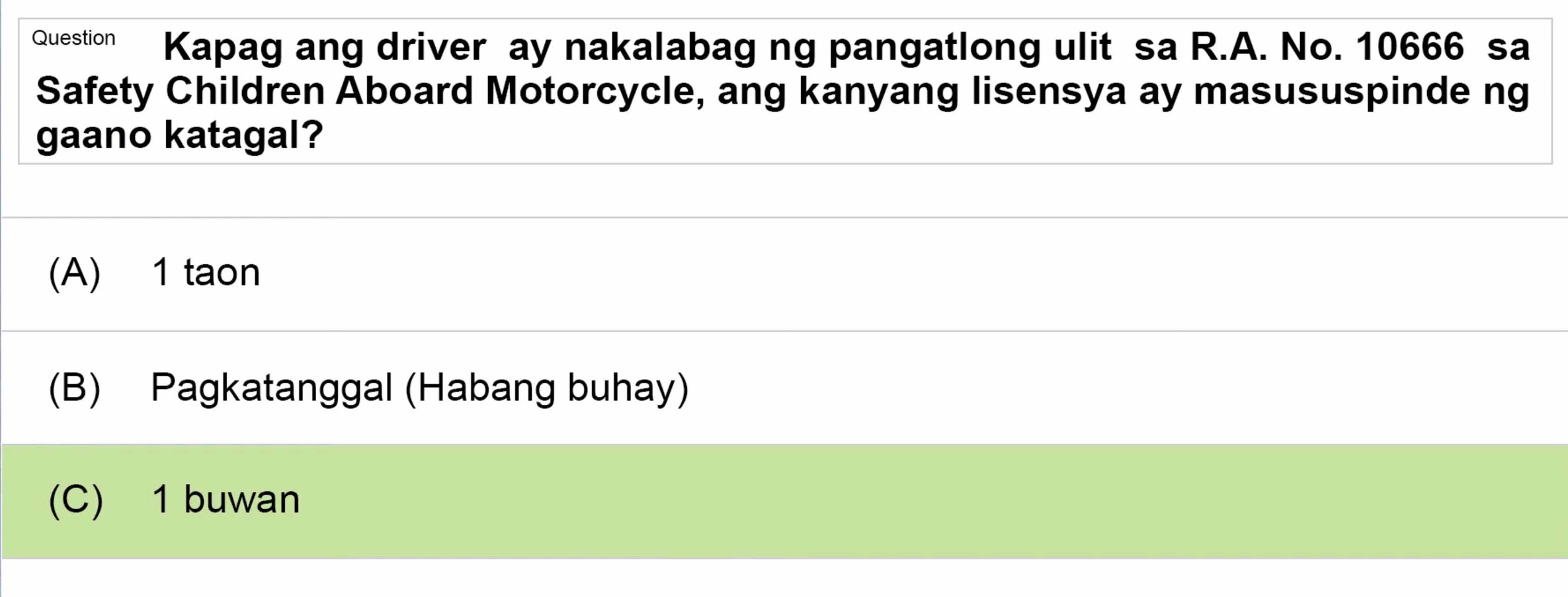 LTO Tagalog non professional exam reviewer motorcycle 1 (52)