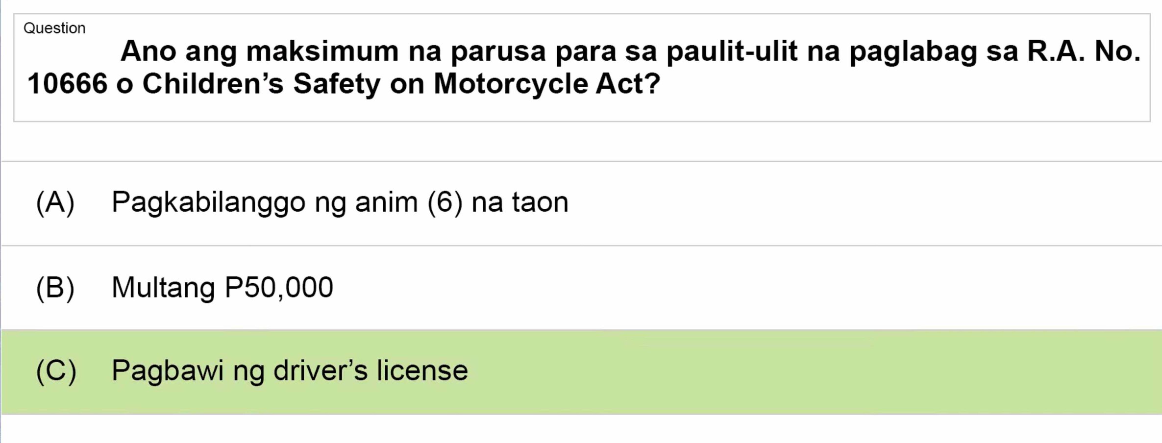 LTO Tagalog non professional exam reviewer motorcycle 1 (12)