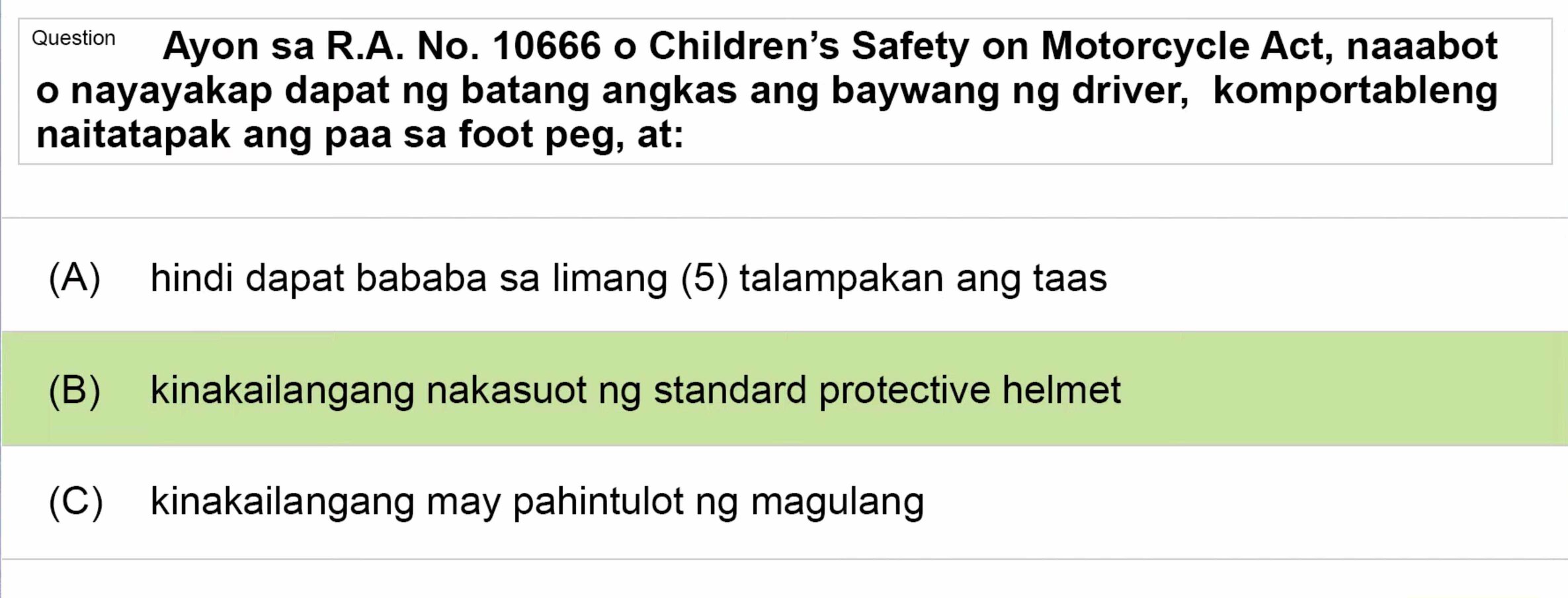 LTO Tagalog non professional exam reviewer motorcycle 2 (16)